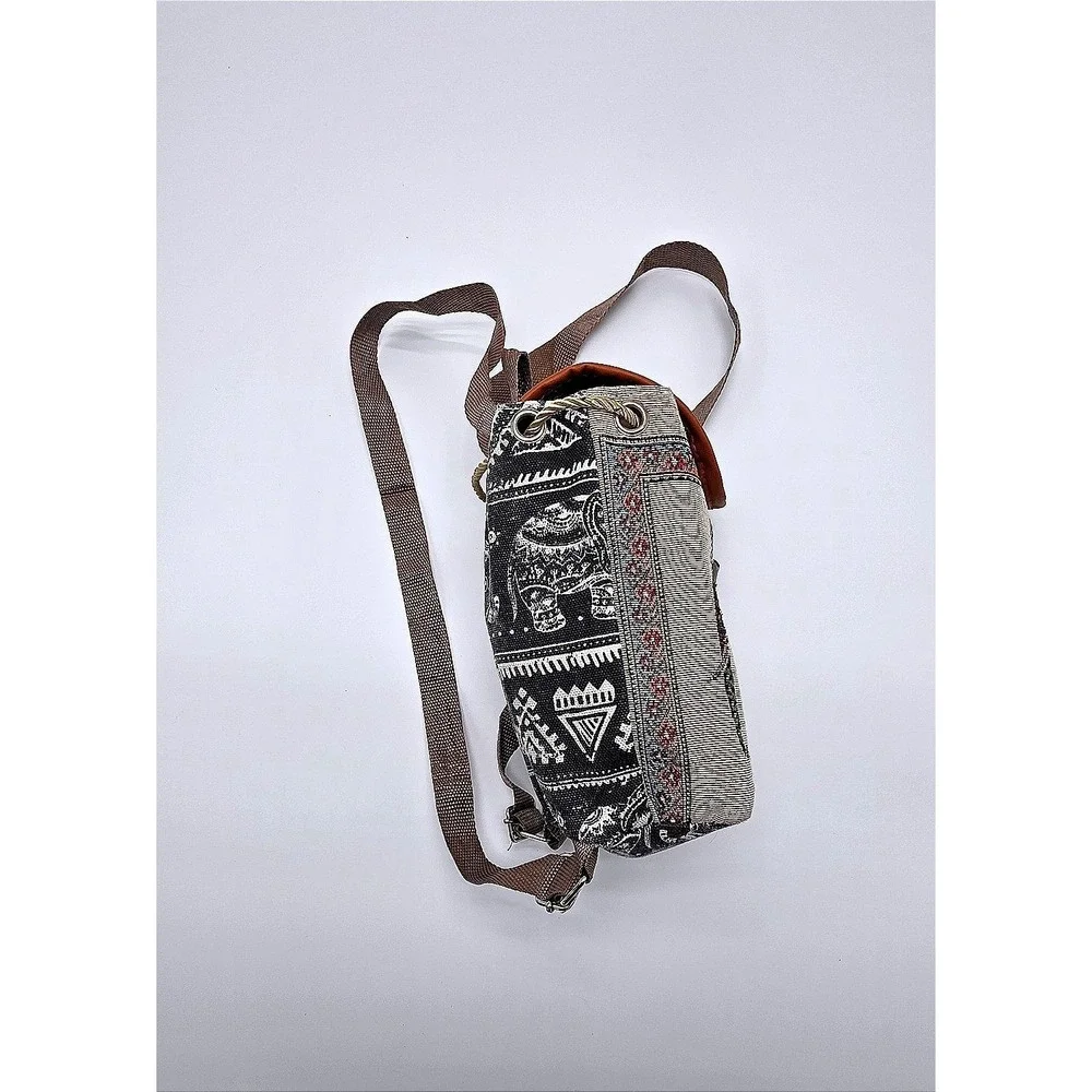 Boho Elephant Tapestry Drawstring Backpack Mini Bag‎